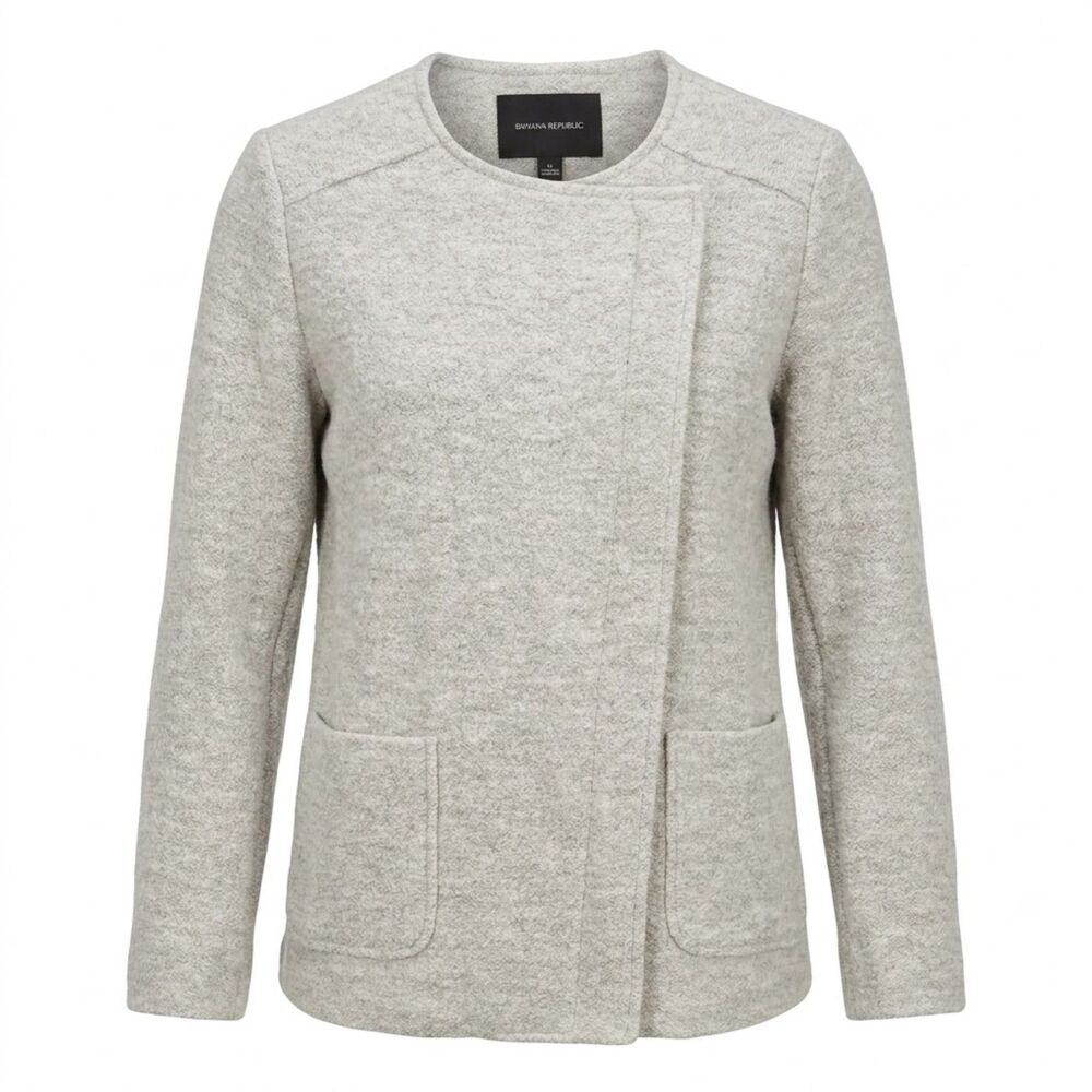 Banana Republic Heather Gray Asymmetric Zip Knit Jacket 00P NWT